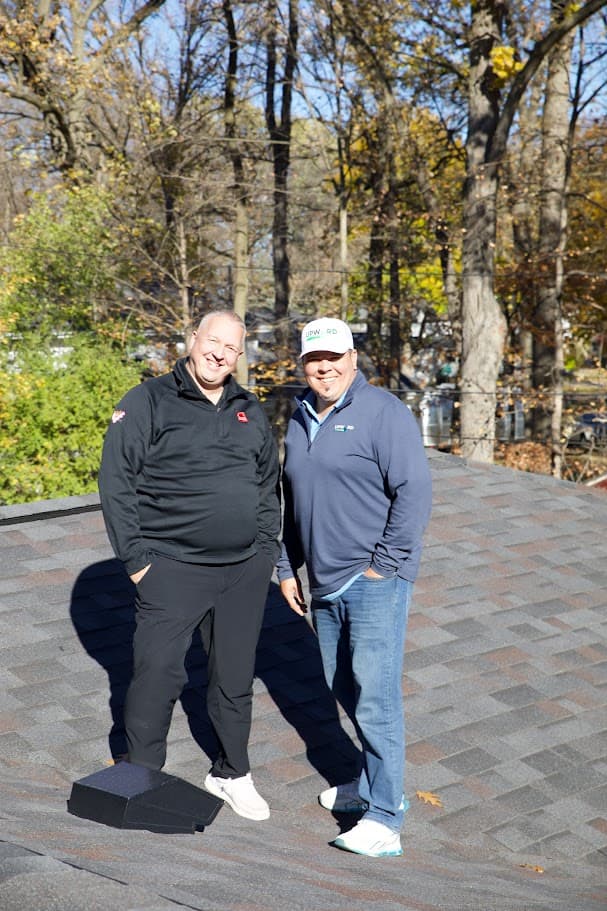 Upward team on a roof
